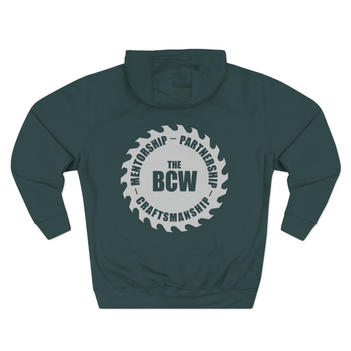 Fleece Hoodie Bull City Woodshop Evergreen Logo, Cold Weather Woodshop Essential