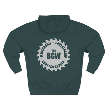 Fleece Hoodie Bull City Woodshop Evergreen Logo, Cold Weather Woodshop Essential